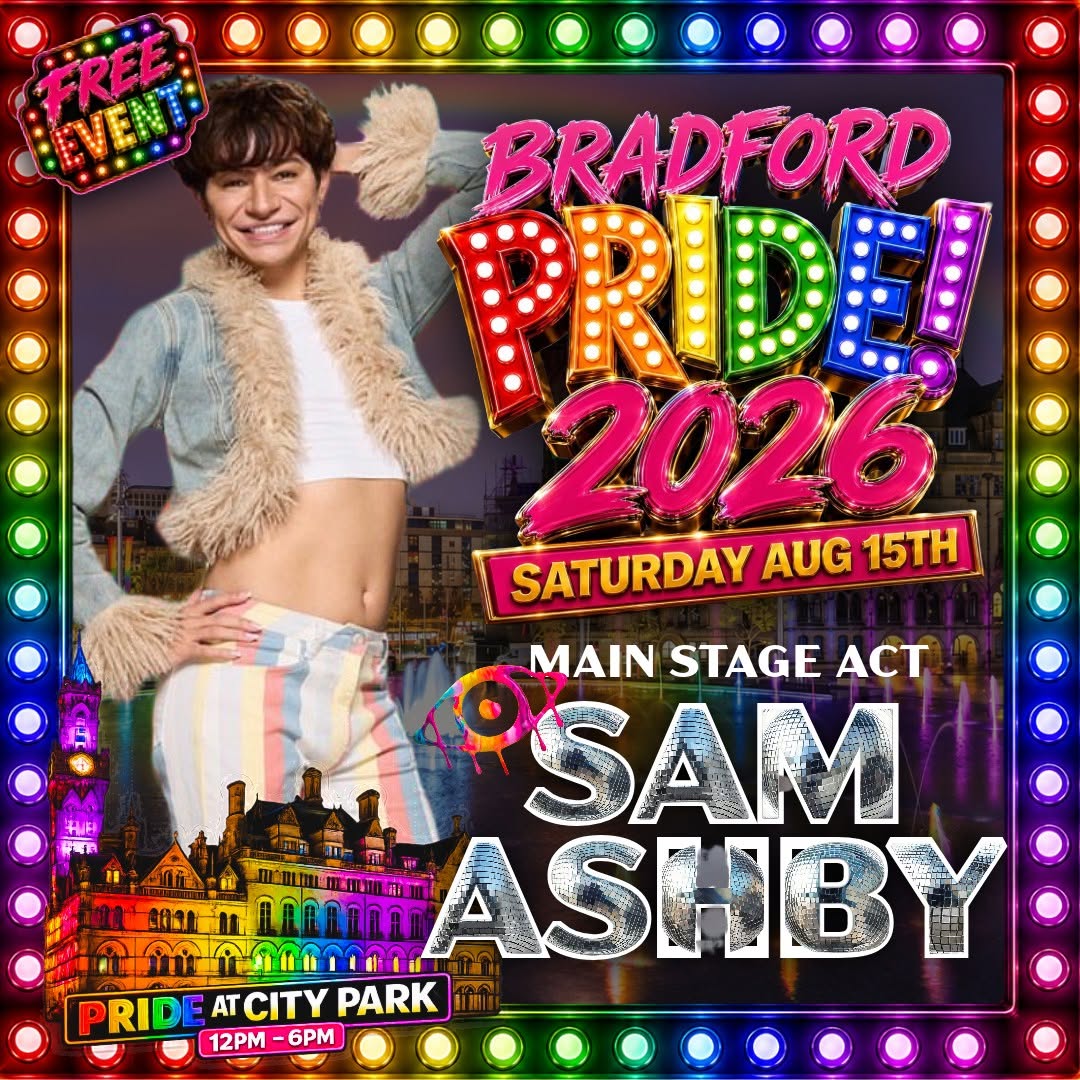 Sam Ashby performing at Bradford Pride 2026